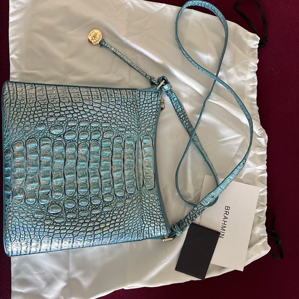 Brahmin Blue Crocodile iridescent crossbody